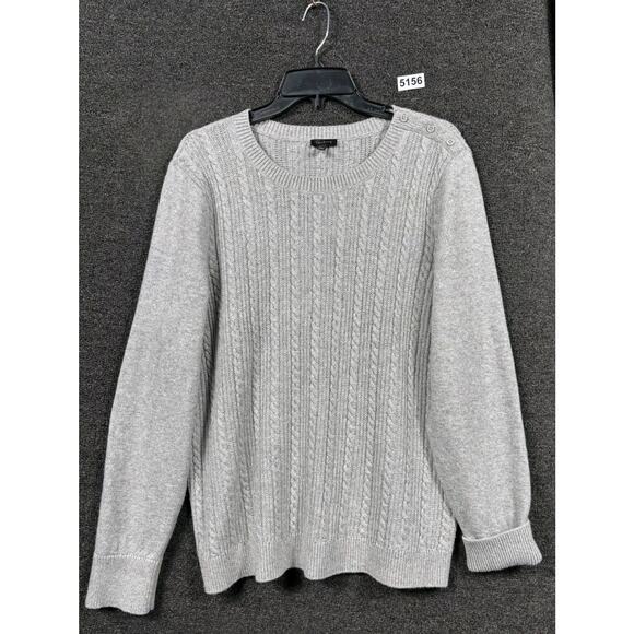 Talbots Knit Sweater Womens Size XL Gray Long Sleeve Pullover Crew Neck - Picture 1 of 8